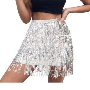 Seawhisper Sequin Fringe Skirt Festival Outfits for Women